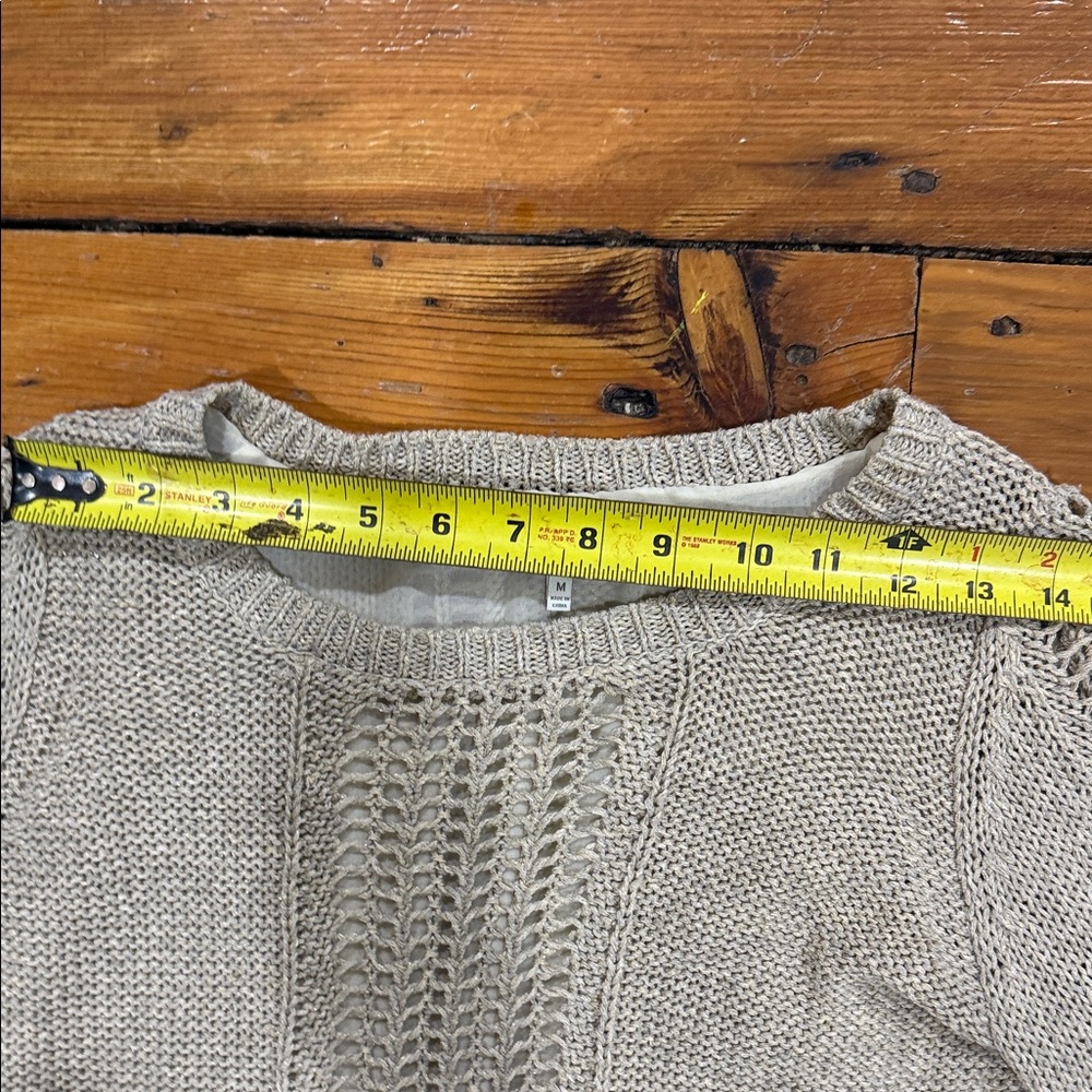 Lucky Brand Taupe Knit Sweater with Sheer Hem Size Medium - Picture 6 of 12